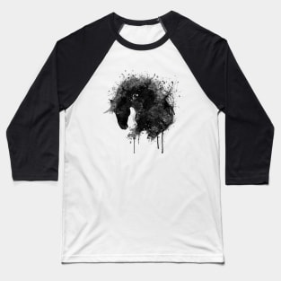 Black and White Horse Head Watercolor Silhouette Baseball T-Shirt